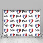 Lofaris Retro French Flag Heart Paris Bastille Day Backdrop